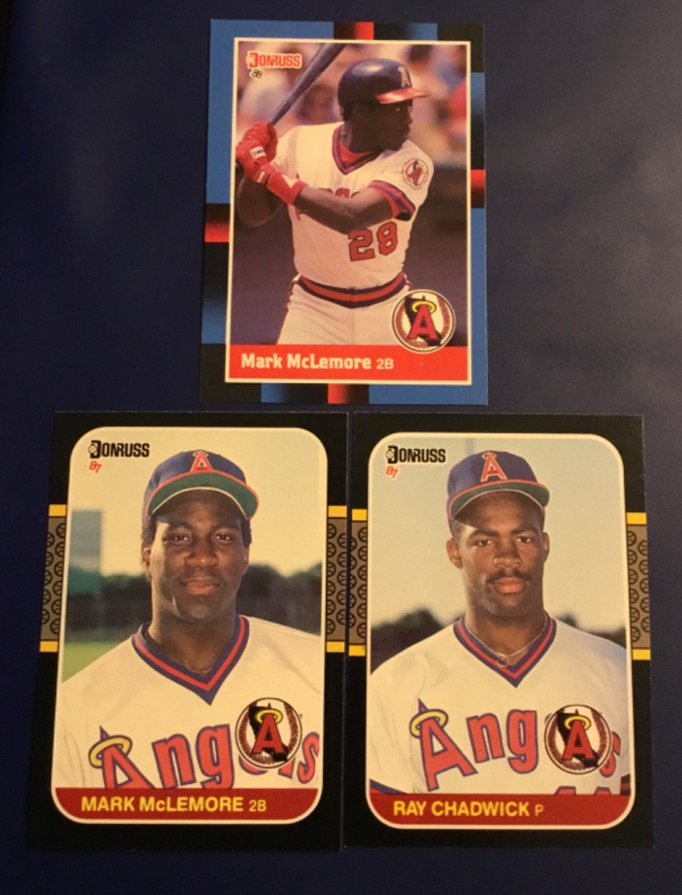 1987 & 1988 Donruss #181 #479 #505 Ray Chadwick Mrk Mclemore Rookie Lot 3 Angels