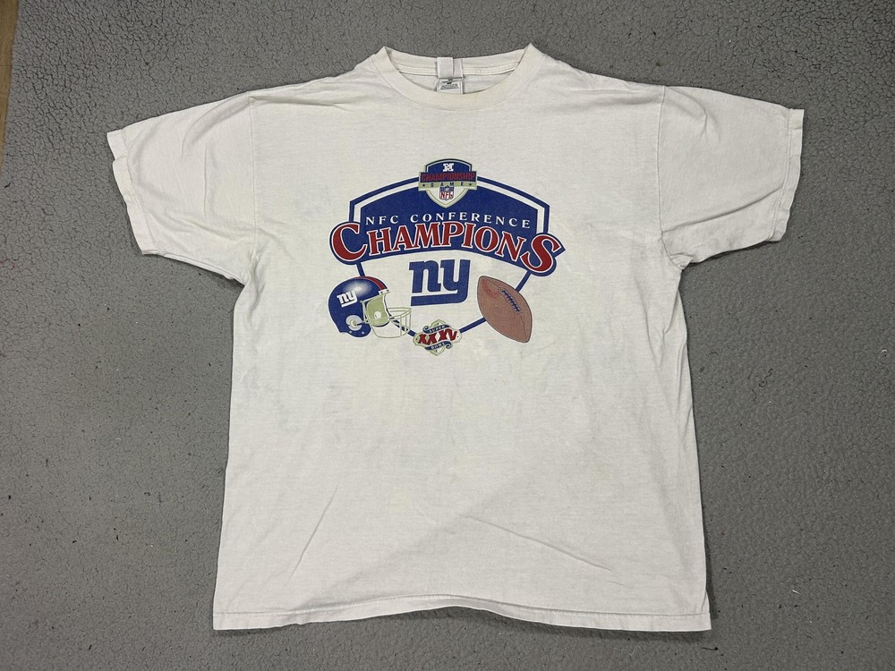 Vintage New York Giants Shirt Mens XL White NFL NFC Champs Fruit Of The Loom Tee