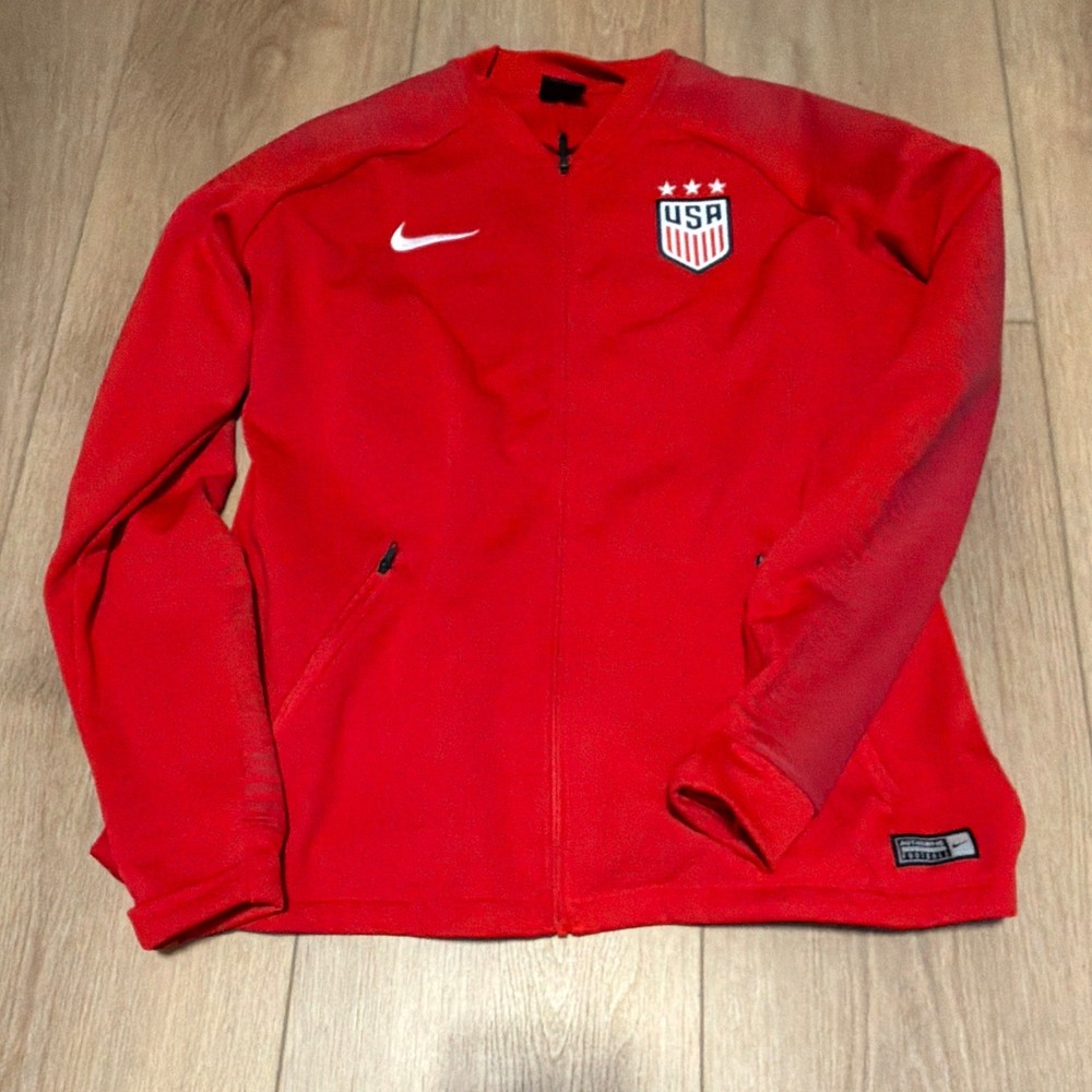Nike Dri-FIT USA (USWNT)Soccer Red Full Zip Jacket Size L Style 893925-659.