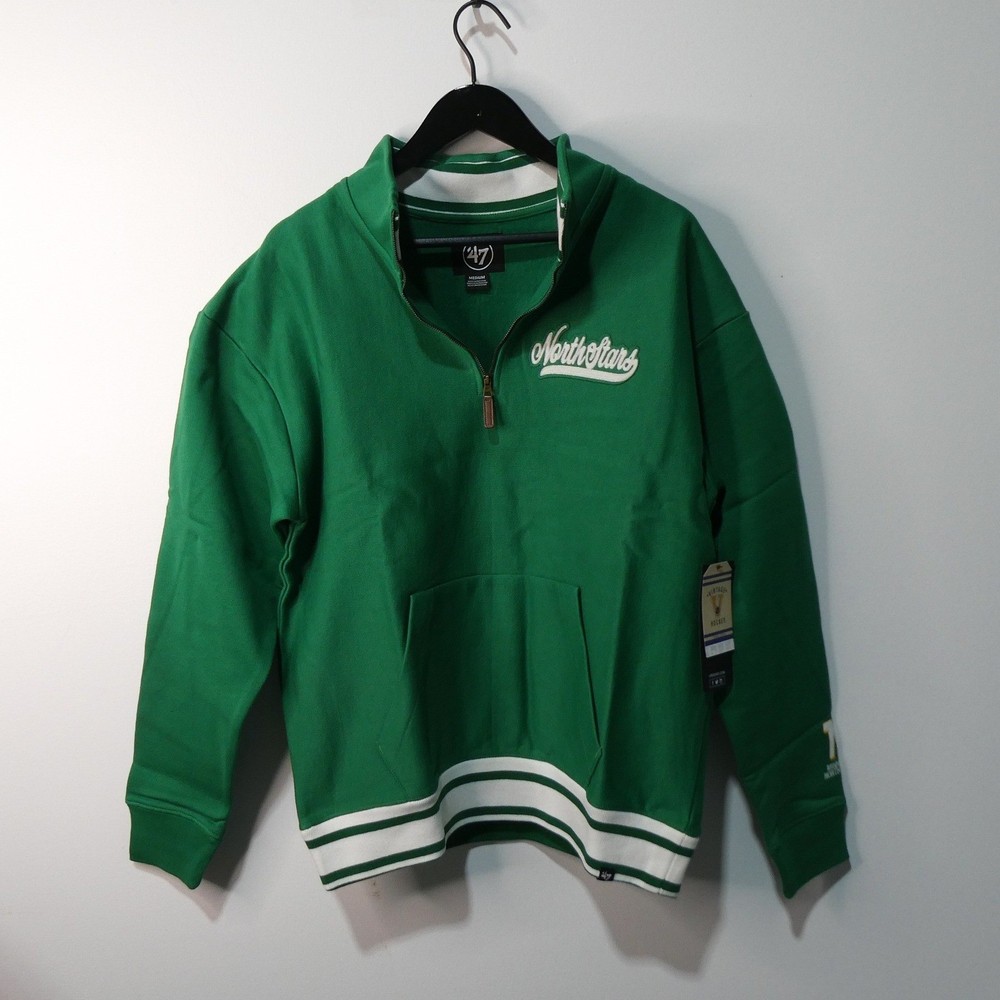North Stars 1/4 Zip Pullover Mens Medium &rsquo;47 Brand Green Fleece Sweatshirt New
