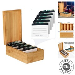 Durable Bamboo Index Card Organizer – Holds 600 Cards with Effortless Access!