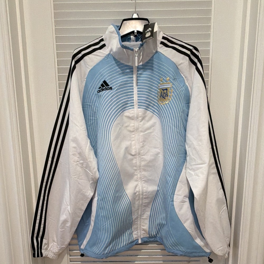 2006 Argentina AFA National Team Soccer Full Zip Track Jacket XL White/Blue