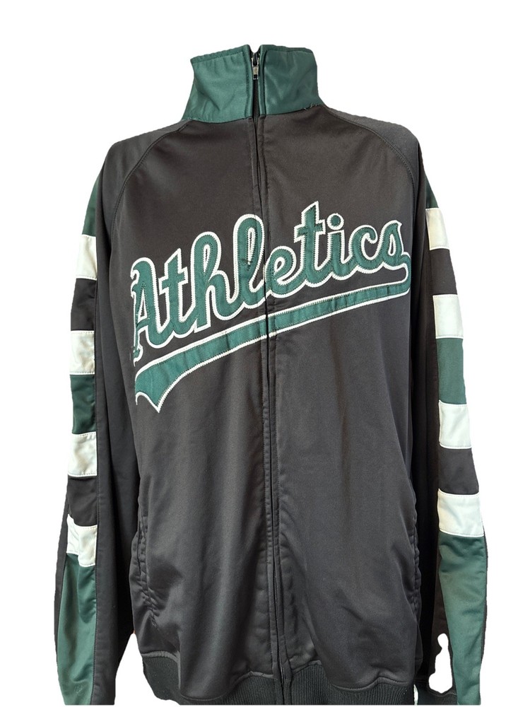Vintage STITCHES Oakland Athletics Zip Up Striped Jacket Size Large Polyester