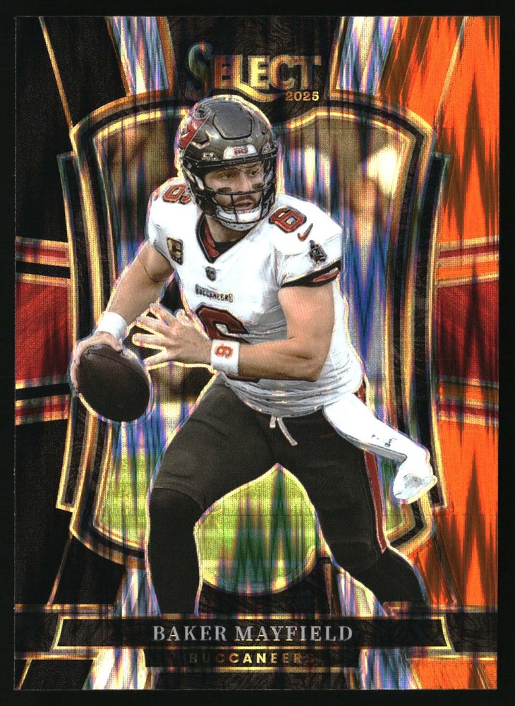 2025 Panini Select #137 Baker Mayfield Black and Orange Prizm Shock