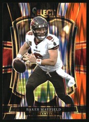 2025 Panini Select #137 Baker Mayfield Black and Orange Prizm Shock