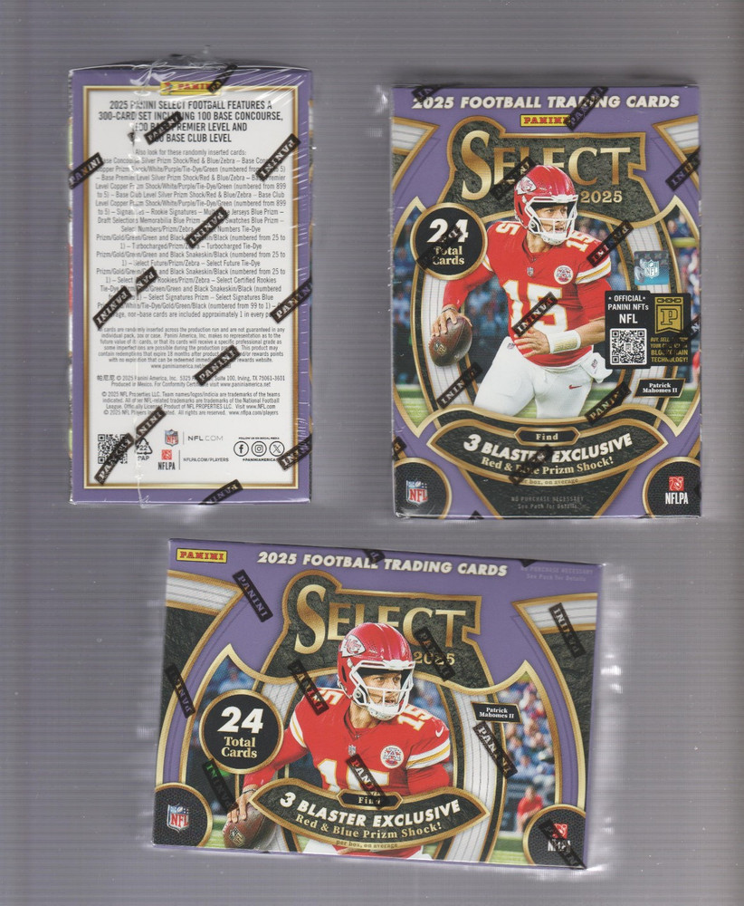 ( 3 ) 2025 PANINI SELECT NFL FACTORY SEALED BLASTER BOXES – 3 BOX LOT – ZEBRA ?