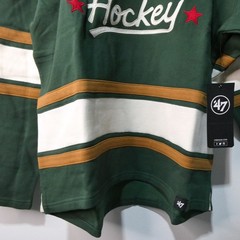 Minnesota Hockey Hoodie Mens Medium Lacer &rsquo;47 Brand Green Striped New