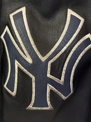 Vintage New York Yankees Leather Big Graphic Jacket! Rare Color way! 2XL.