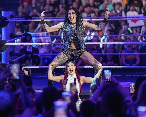 Rhea Ripley & Iyo Sky ENTRANCE 8&Prime; x 10&Prime; OR 4&Prime; x 6&Prime; Photo