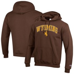 Men&rsquo;s-Champion Brown Wyoming Cowboys Arch Over Logo Pullover Hoodie