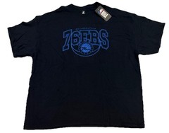 NBA Philadelphia 76ers Basketball T-shirt Mens 2XL Sixers Tee Black Blue