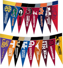 NCAA SEC Complete 4&Prime; X 9&Prime; Felt Mini Pennant League Set (Includes ALL Teams)