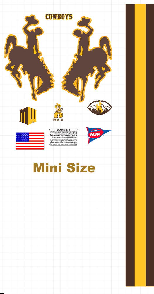 Wyoming Cowboys Football Helmet Decals Mini Size 8 Mil Gear wrap