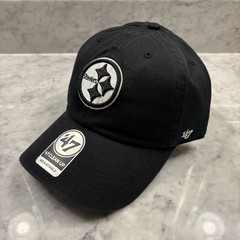 47 Brand Pittsburgh Steelers Clean Up Adjustable Strap Hat NFL OSFM Black White