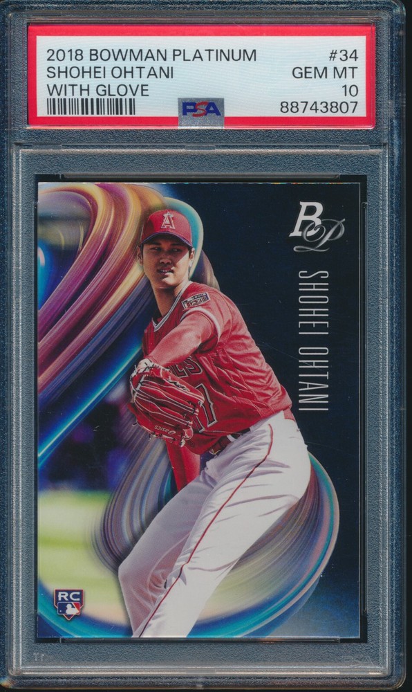 PSA 10 SHOHEI OHTANI/OTANI 2018 Bowman Platinum w/ GLOVE LA DODGERS RC GEM MINT