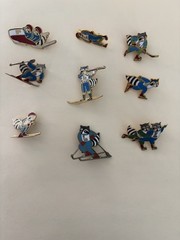 Lake Placid 1980 Olympic Mascot PINS! (9 in all)
