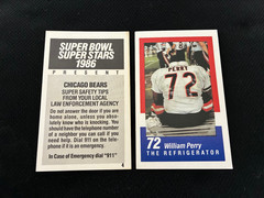 SUPER BOWL XX 1986 CHICAGO BEARS WILLIAM PERRY ROOKIE POLICE FOOTBALL CARD