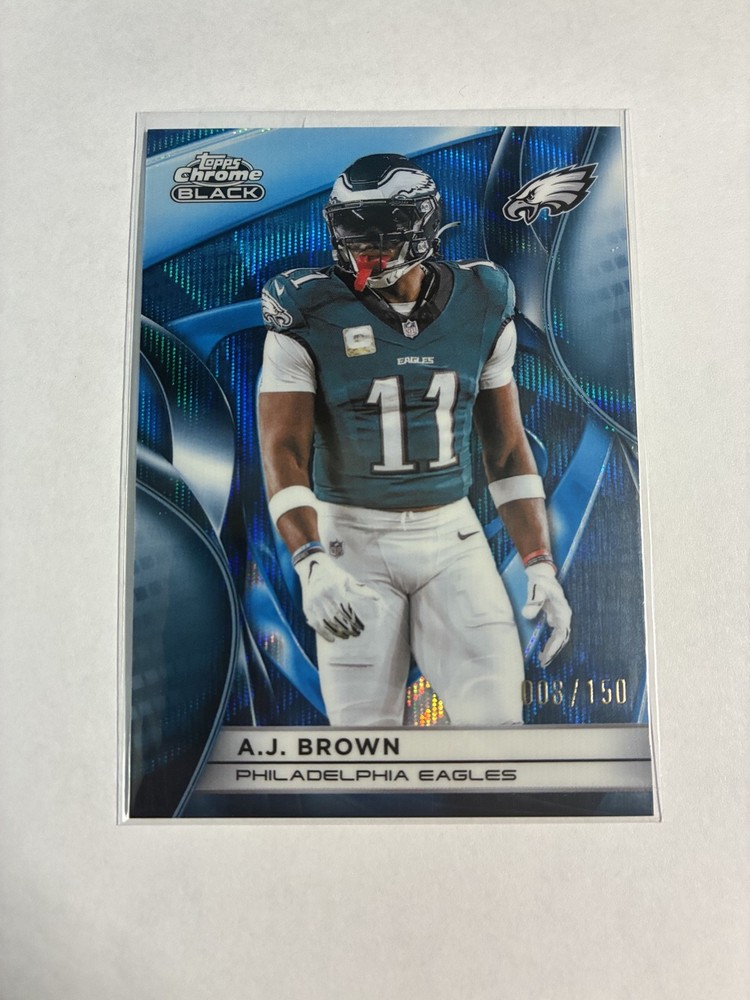 2025 Topps Chrome Black A.J. Brown Blue Wave Refractor #/150 Eagles