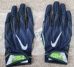 Seattle Seahawks Richard Sherman Game Issued Gloves 2016 LOB #25 Navy Black