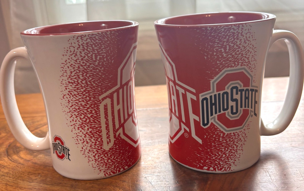2 Pair of Ohio State Buckeyes Logo 14oz Ceramic Coffee Mugs Boelter Brands