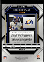 2022 Panini Prizm Silver Decobie Durant #347 Los Angeles Rams Rookie