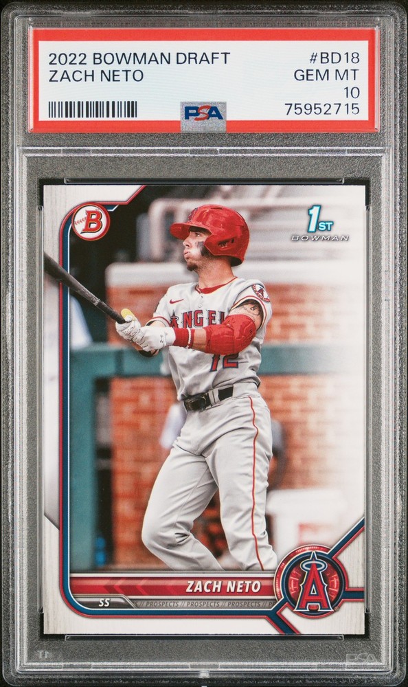 2022 BOWMAN DRAFT #BD18 ZACH NETO PSA 10