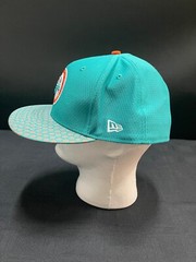 MIAMI DOLPHINS THROWBACK LOGO AQUA WITH DARK ORANGE POLKA DOTS FITTED HAT