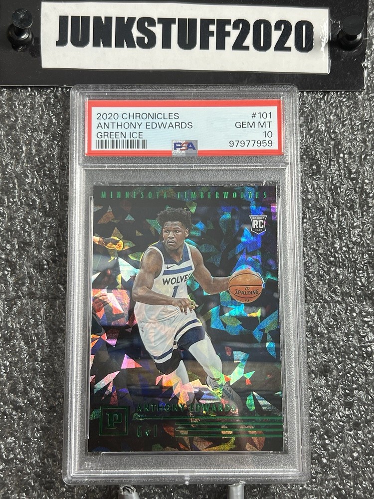 2020-21 Chronicles Anthony Edwards PSA 10 Green Cracked Ice Prizm SP #101 Rookie