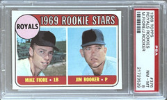 1969 TOPPS #376 MIKE FIORE & JIM ROOKER PSA 8 NM-MT ROYALS ROOKIE STARS