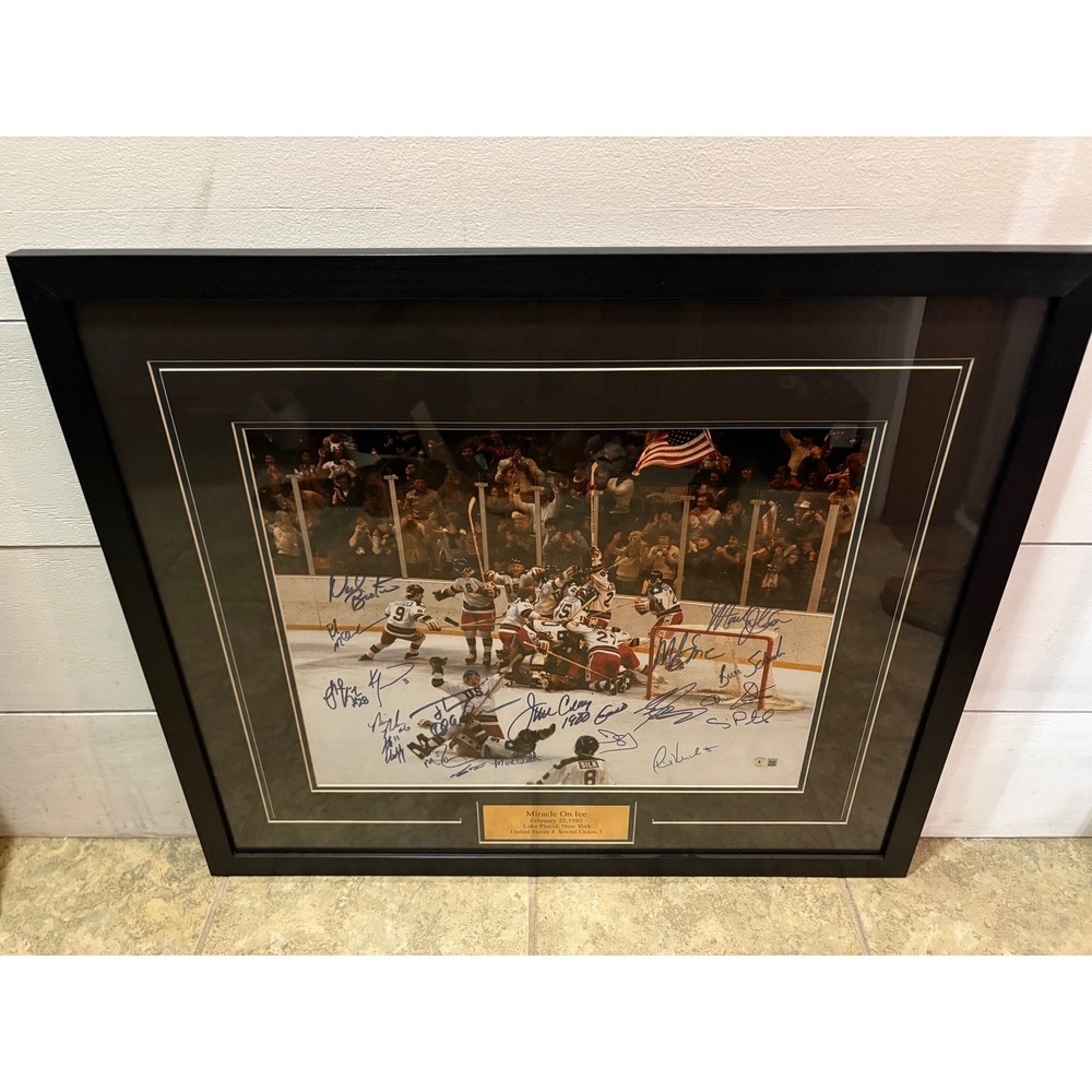 Miracle On Ice 1980 US Olympic Hockey Team Signed Framed Photo 16×20 Authentic