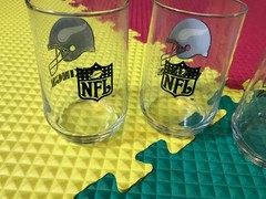 4 Vintage Minnesota Vikings 4-3/4&Prime; Tall NFL Helmet Logo 12 Oz Glasses Free Ship