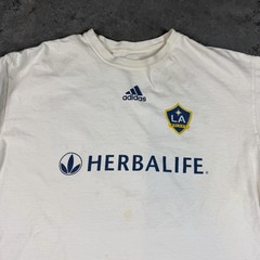 David Beckham T Shirt Mens Large White LA Galaxy Adidas Flaws Preowned