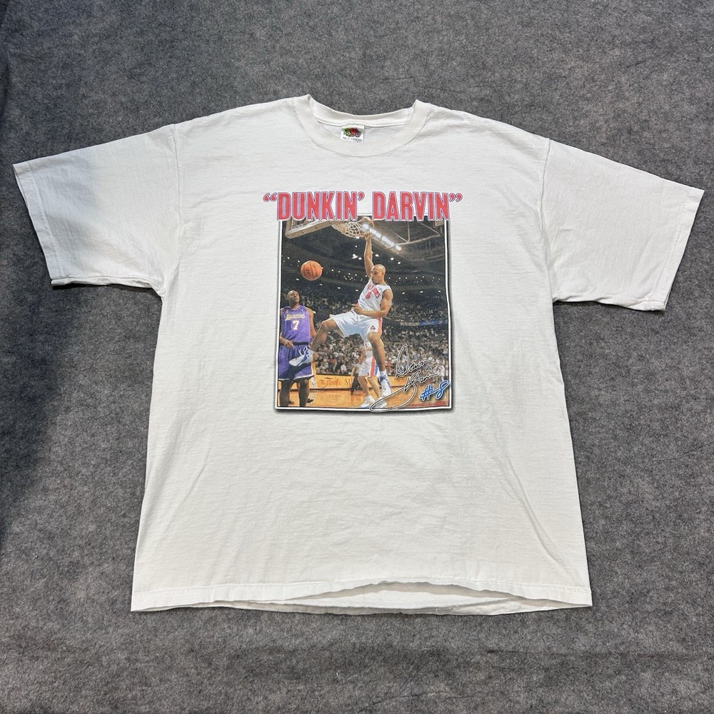 Vtg Darvin Ham Detroit Pistons Dunkin Darvin Shirt XL Fruit of the Loom NBA