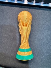 3D Printed FIFA World Cup Trophy Replica Gold PLA solid one piece 4in 10cm