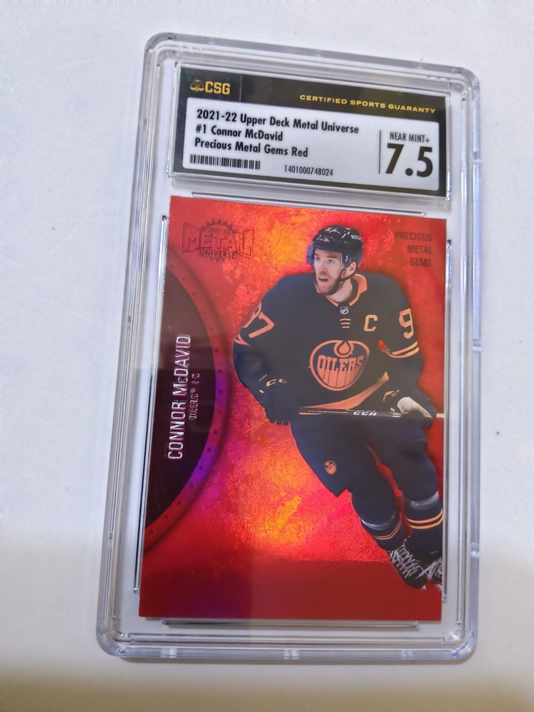 2021 Metal Universe #1 Connor McDavid PMG Precious Metal Gems Red /100 CSG 7.5