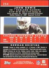 2007 Bowman #254 John Bowie RC – FB