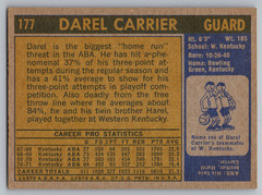 1971-72 TOPPS #177 DAREL CARRIER KENTUCKY COLONELS ROOKIE