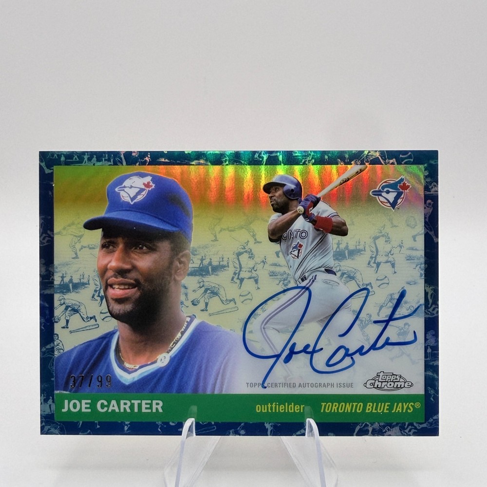 2025 Topps Chrome Platinum Joe Carter #CPA-JC Blue Toile Refractor /99 Auto
