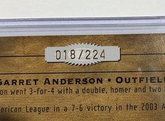 2004 Donruss Leather & Lumber Garret Anderson Leather Cuts Auto /224 Angels