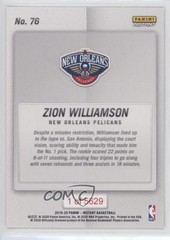 2019-20 Panini Instant /5629 Zion Williamson #76 Rookie RC lb9