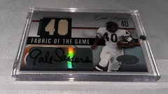 GALE SAYERS FABRIC OF THE GAME USED JERSEY AUTO #’d / 40 ! 2006 CERTIFIED HOF