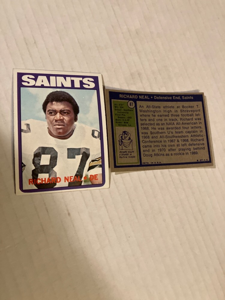 New Orleans saints southern 2 Richard neal topps (same)old football cards see