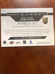 18-19 UD SP Authentic Moments #101 William Karlsson