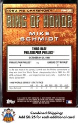 2009 Topps #RH32 Mike Schmidt Ring of Honor Philadelphia Phillies