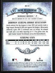 Jacob Misiorowski Bowman Sterling #BST-13 2026 Bowman Milwaukee Brewers