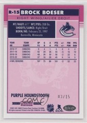 2020 O-Pee-Chee Platinum Retro Purple Houndstooth 3/15 Brock Boeser #R-15 1g69