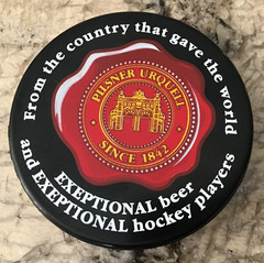 PILSNER URQUELL BEER SINCE 1842 OFFICIAL HOCKEY PUCK MADE IN CZECH REPUBLIC