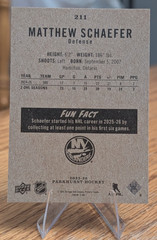 MATTHEW SCHAEFER ROOKIE! 2025-26 Parkhurst Rookie #211 New York Islanders RC