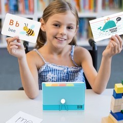 3×5 Teal Plastic Index Card Case with 100 Ruled Index Cards and Dividers H4D