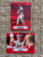 2025 Topps Stadium Club ANGELS Red Foil Lot (2) Mike Trout & Nolan Schanuel